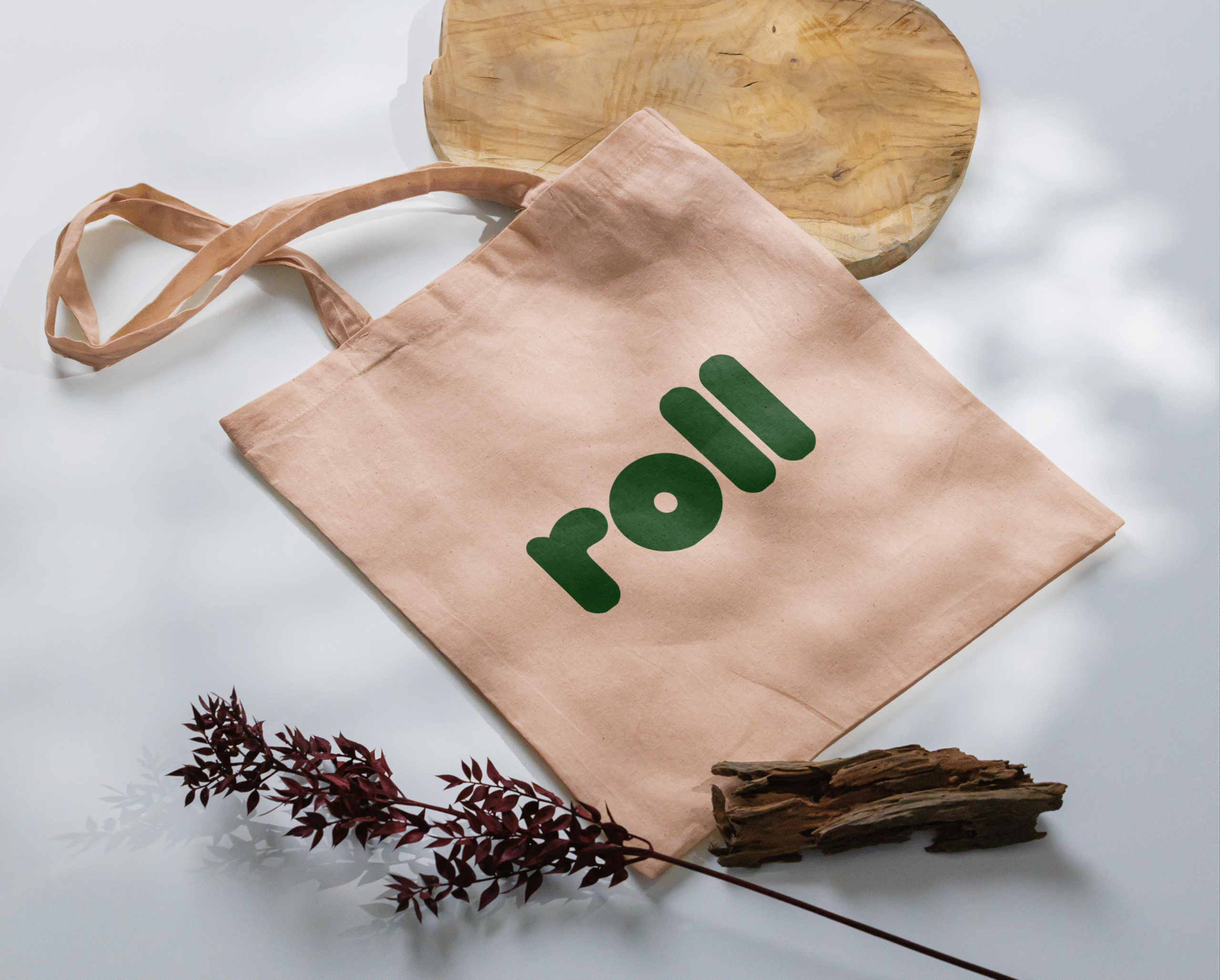 Roll branded tote bag